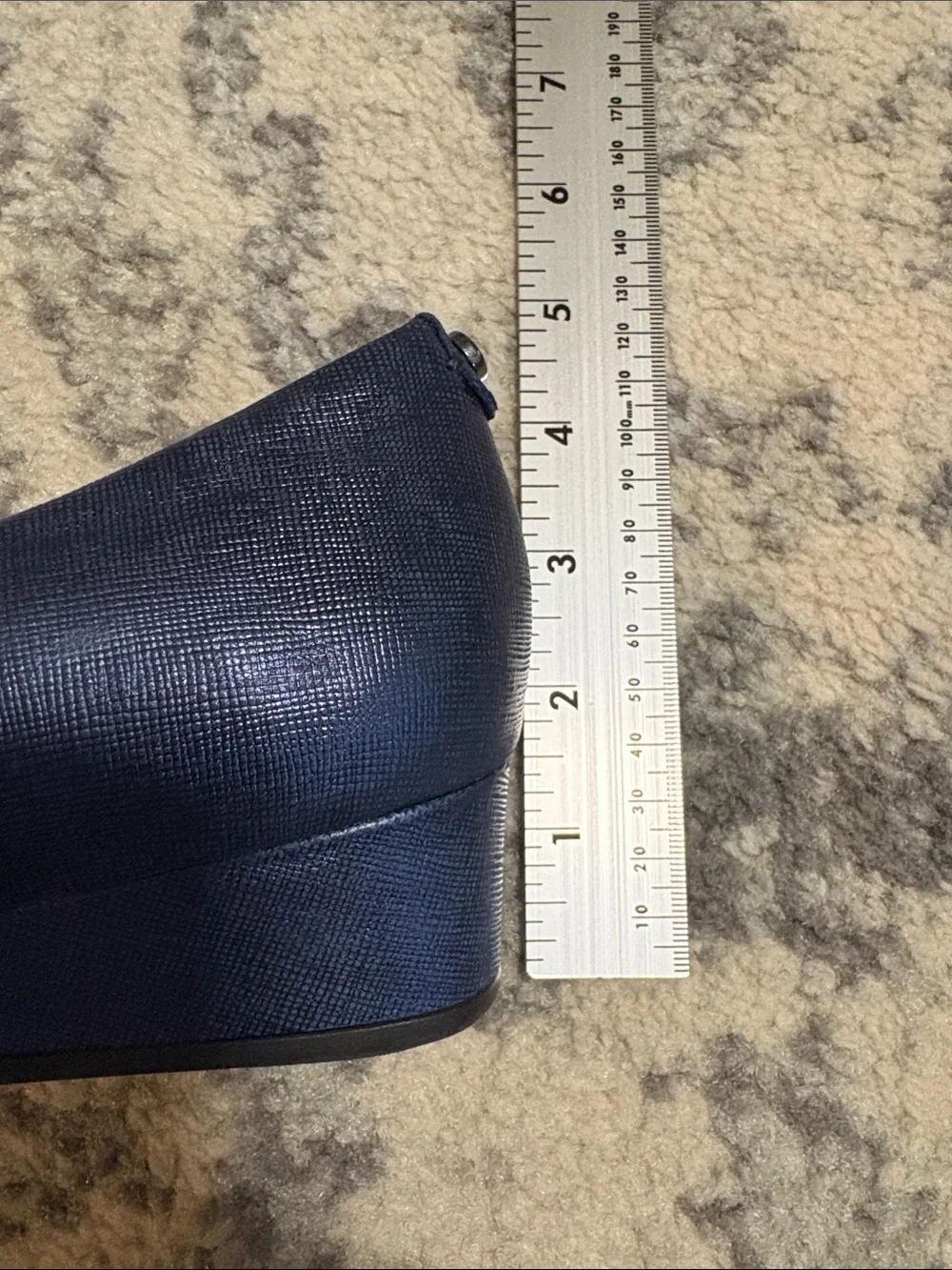 Alex Marie Navy Blue Low Wedge Moriah Leather Pumps